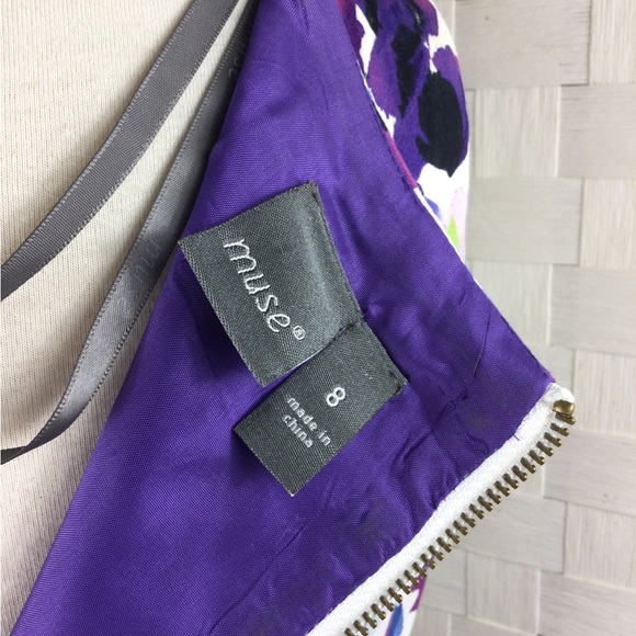 Muse Purple Floral Sleeveless Dress, Size 8 - Picture 6 of 8